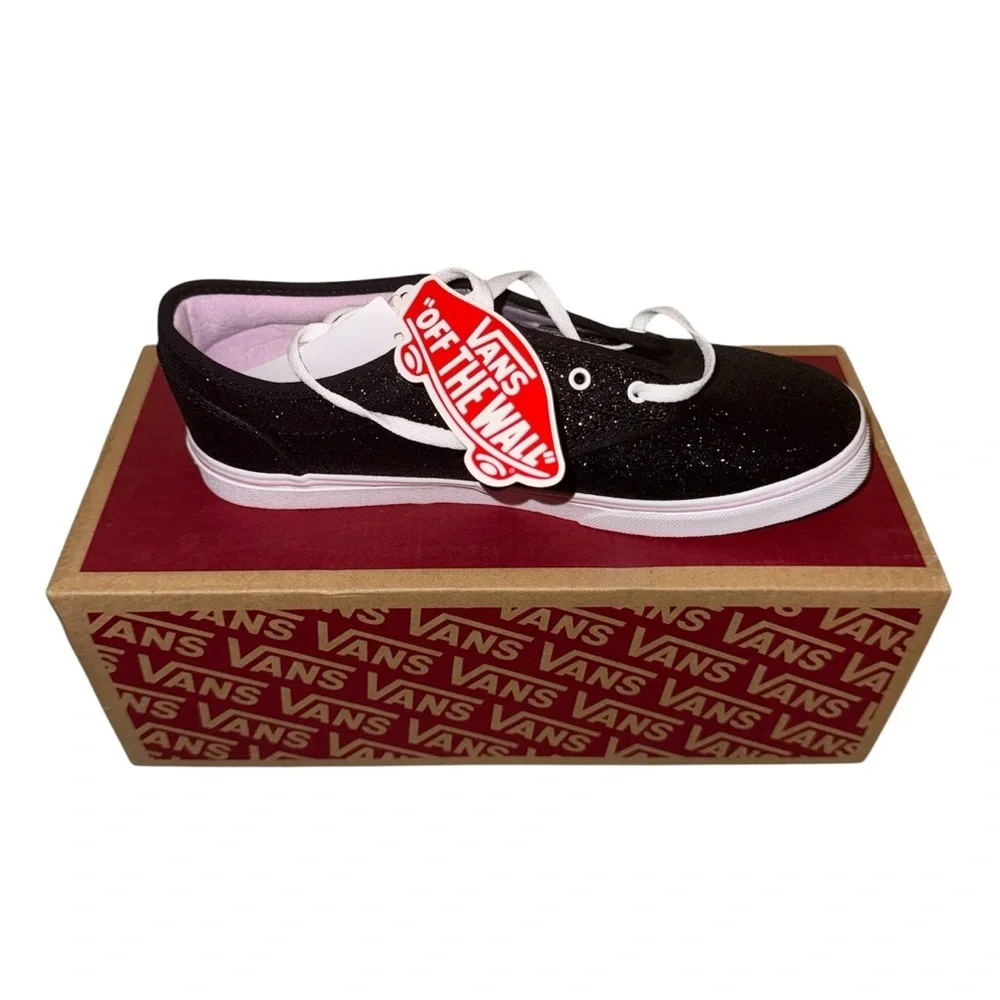 NEW Glitter Black Vans Off The Wall Sparkle Low Top Sneaker Atwood Lilac Snow